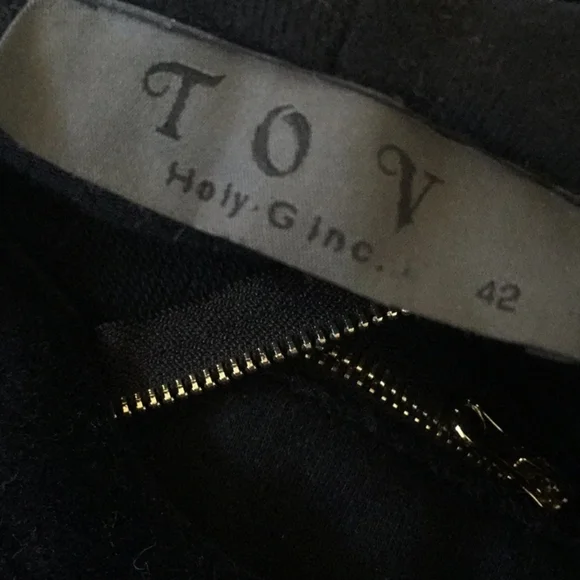 TOV Zipper Zip-Up Hoodie Black Jacket with Gold Zippers - Picture 5 of 5